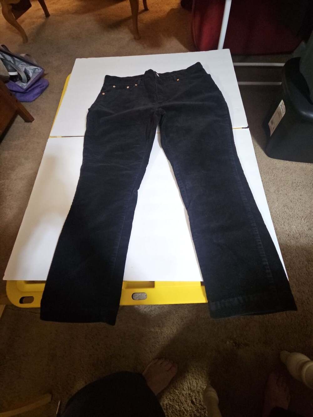 Chaps Corduroy Pants Size 14P Black Petite Straight Leg